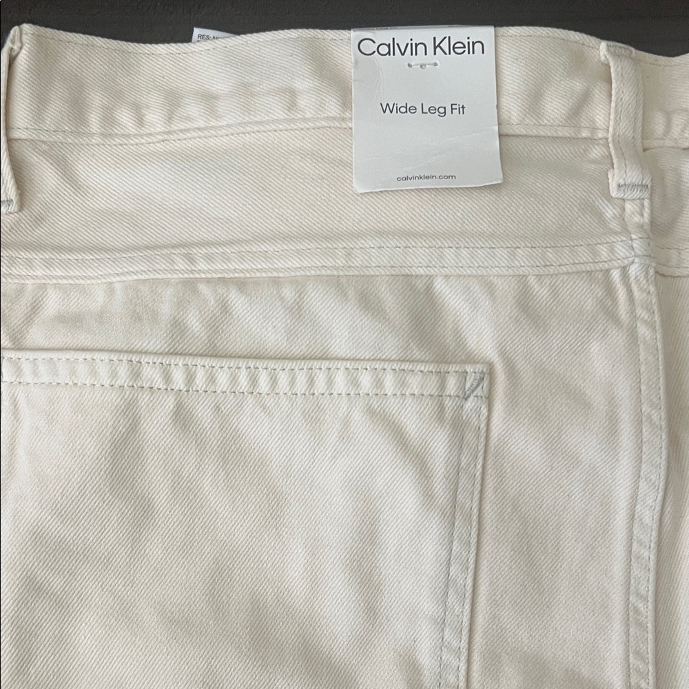 Calvin Klein Cream Wide Leg Jeans